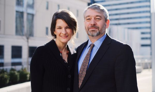 Pro-life activist Paul Vaughn and his wife Bethany Vaughn outside the federal courthouse in Nashville, Tennessee, during his January 2024 trial for violating the Freedom of Access to Clinic Entrances Act. (Photo courtesy Thomas More Society)