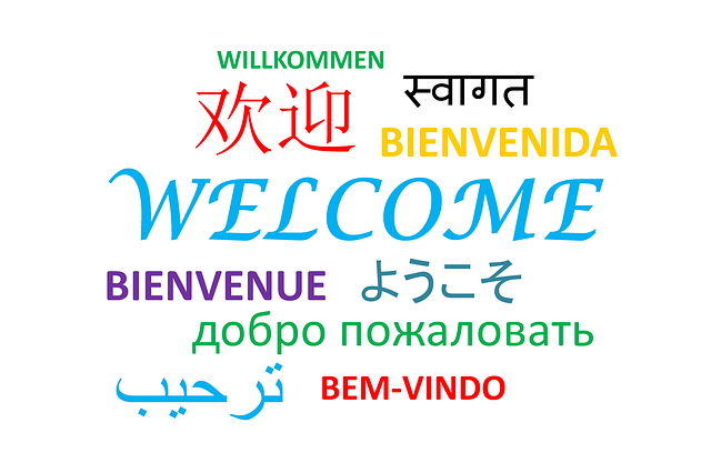 The word "welcome" in various languages