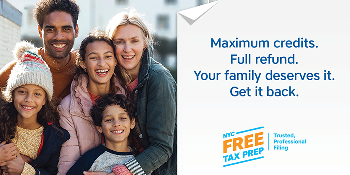 Tax campaign ad featuring a diverse family