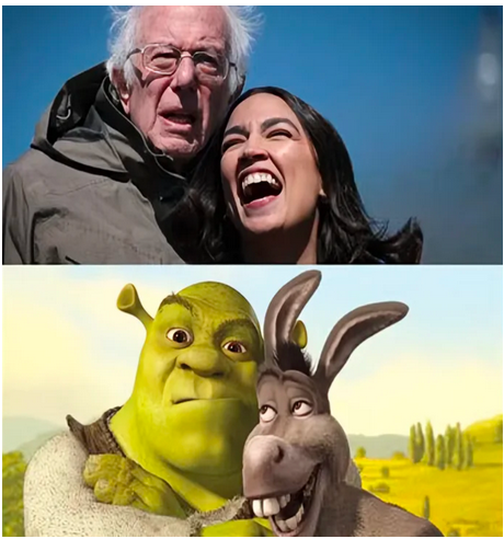 Meme mocking Bernie and AOC.