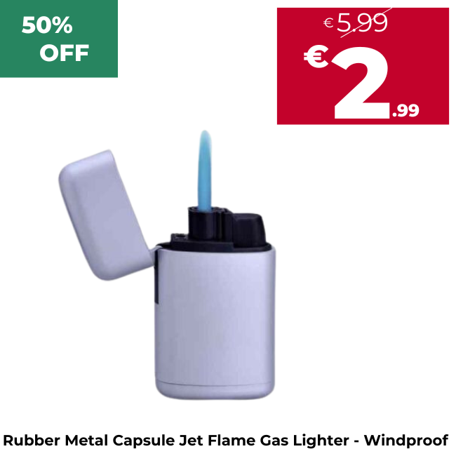 Rubber Metal Capsule Jet Flame Gas Lighter - Windproof