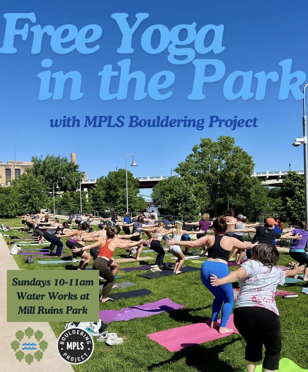 Minneapolis Bouldering Project yoga at Water Works Park