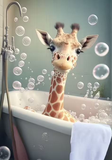 Giraffe-Tub-Bubbles