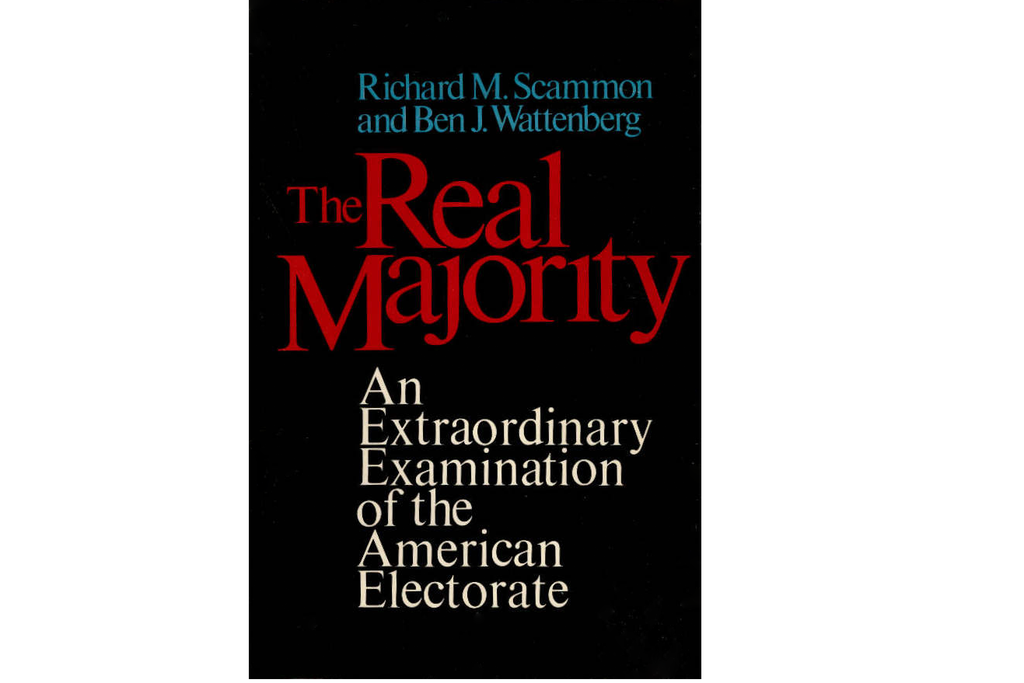 The front cover of a black book with the title in red lettering, “The Real Majority.”