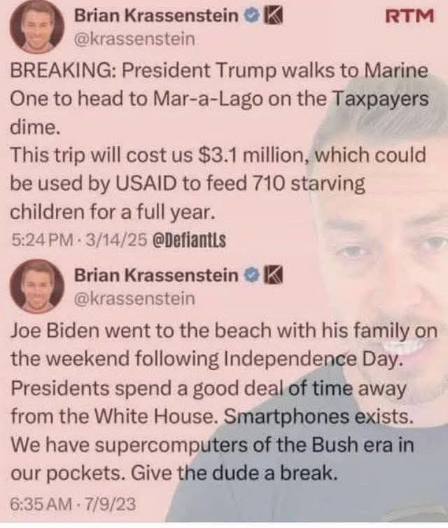 Hypocrite Brian Krassenstein. He says one thing about Biden and another about Trump.