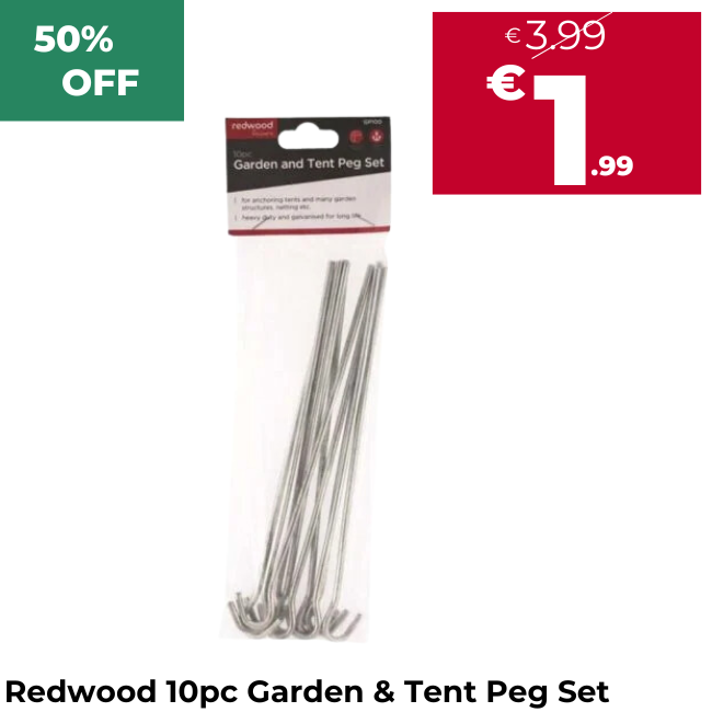 Redwood 10pc Garden & Tent Peg Set