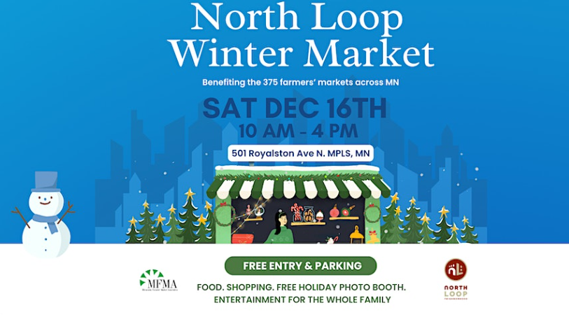 an event banner for the North Loop winter market
