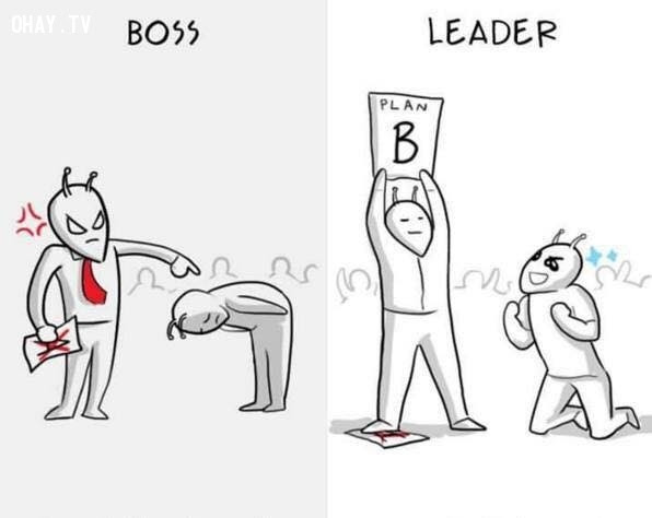 5. Boss la mắng bạn khi dự án thất bại. Leader vẽ ra một dự án mới cho bạn.,boss,leader,khác biệt giữa boss và leader