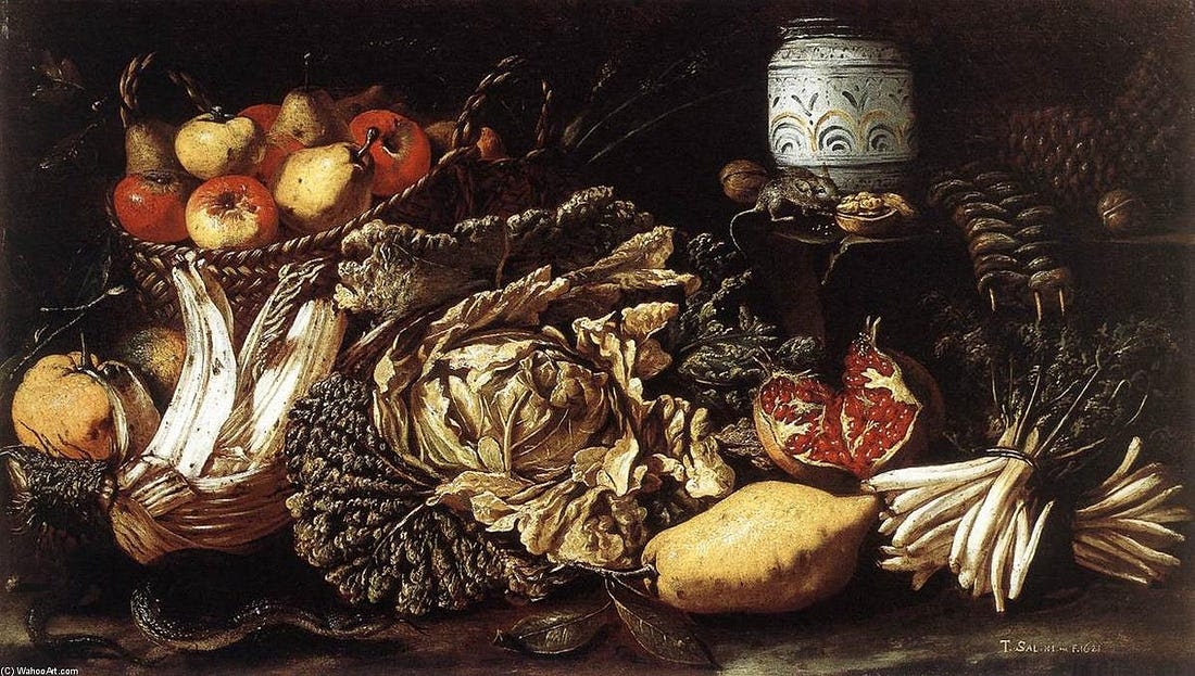 Artwork Replica Still-life with Fruit, Vegetables and Animals, 1621 by  Tommaso Salini (1575-1625, Italy) | ArtsDot.com