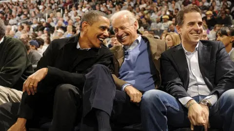 Getty Images Hunter and Joe Biden, and Barack Obama at a college basketball game in 2010