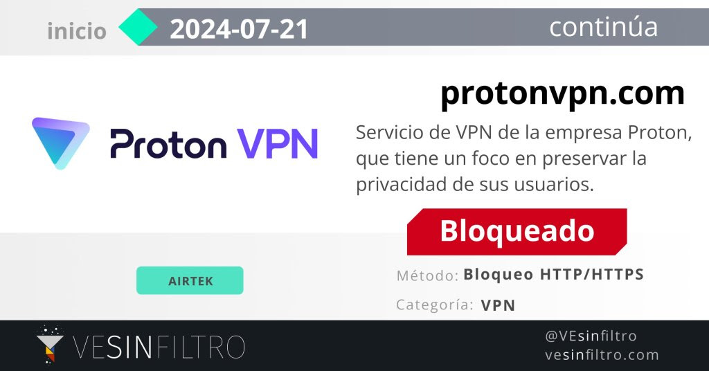 Proton VPN libera servidores para Venezuela y un proveedor lo bloquea