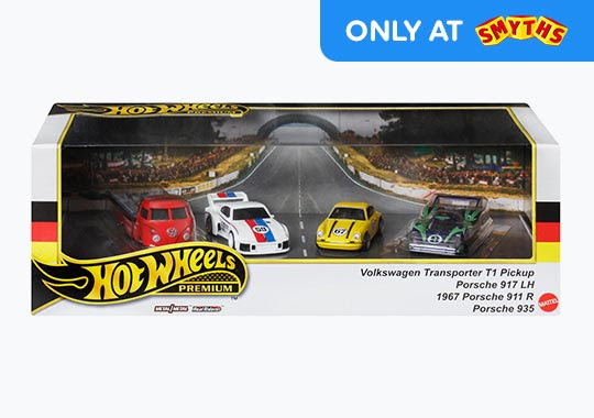 Rev up your imagination! Save on selected Hot Wheels Playsets 4 Hot Wheels Premium Porsche Collector Display 4 Pack