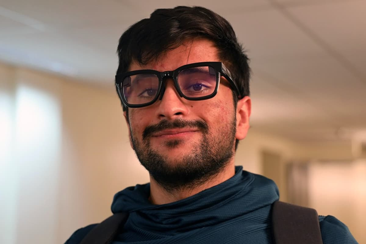 Nirbhay Narang, co-founder of AirCaps, models the glasses