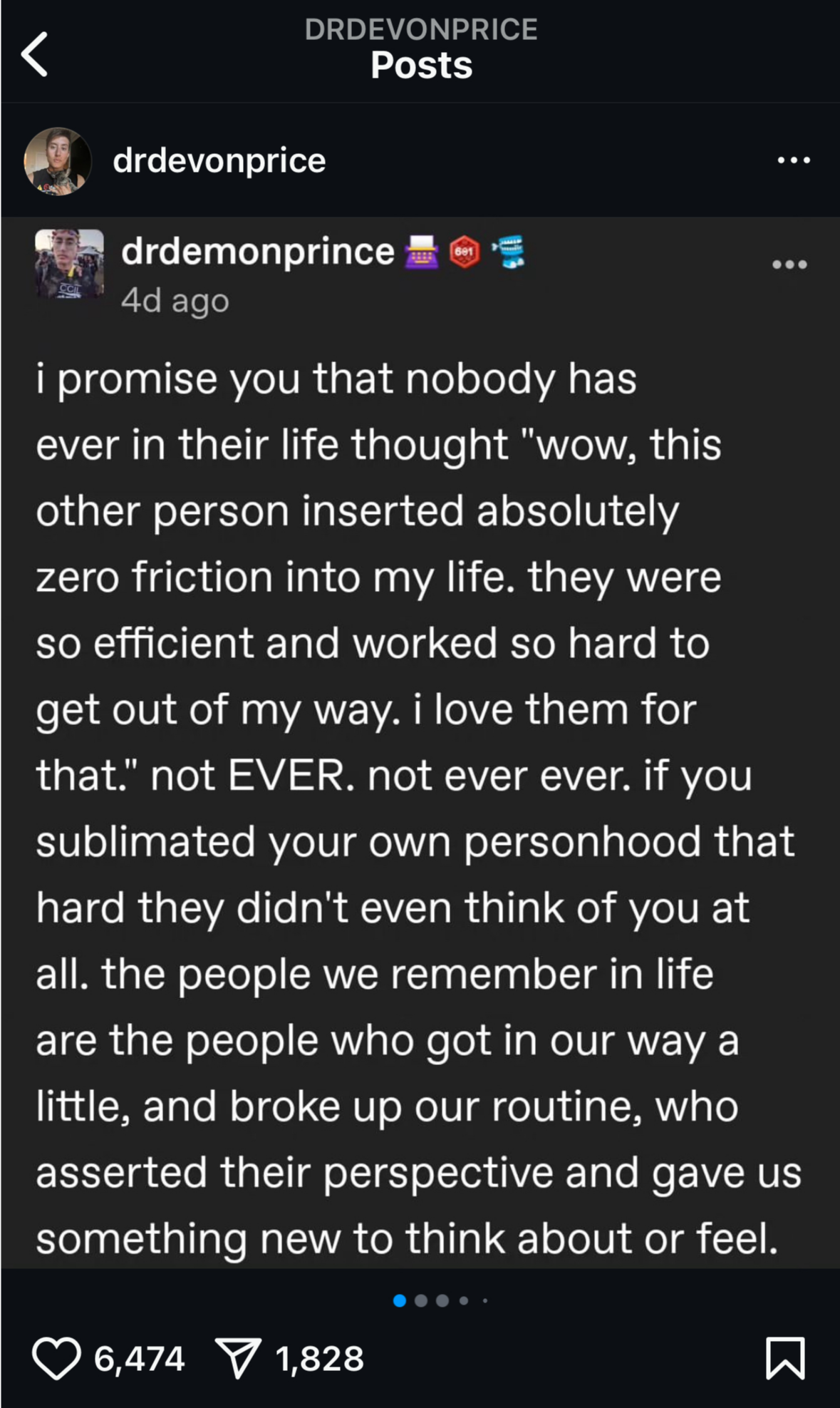 post from devon price with the copy: I promise you that nobody has ever in their life thought
