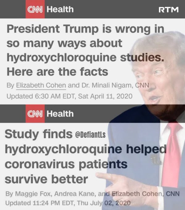 Hypocrite CNN makes stink about HCQ then says it is great.