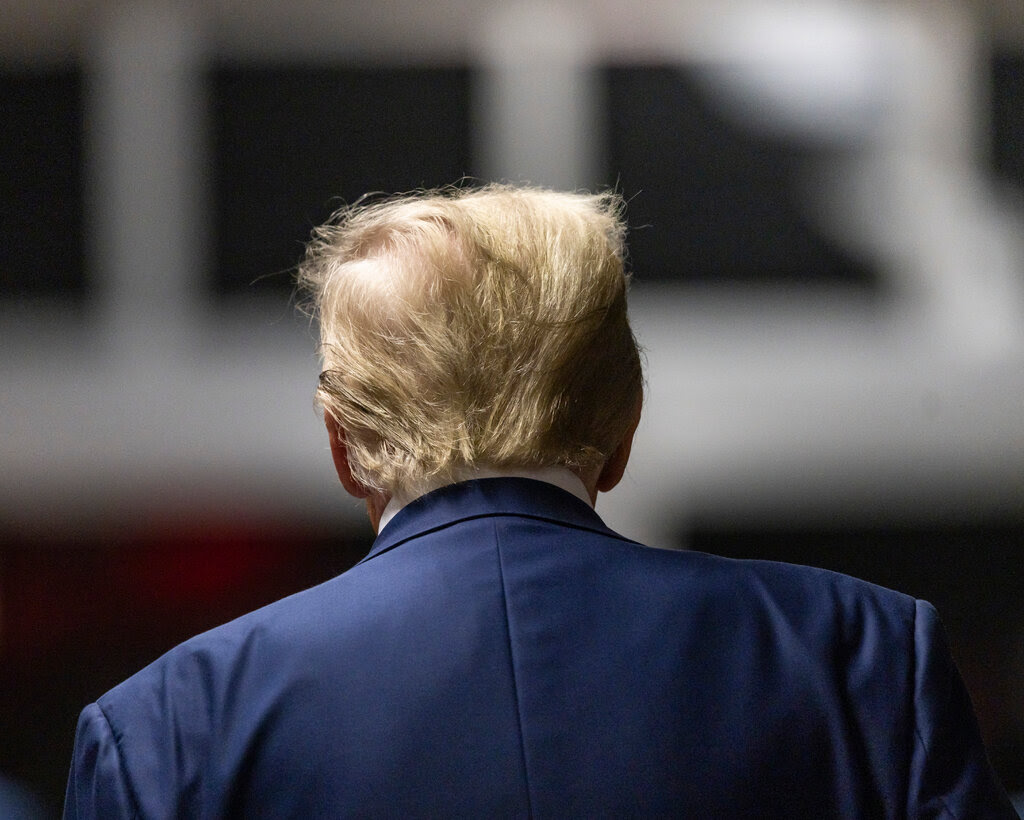 Donald Trump, shown from the back.