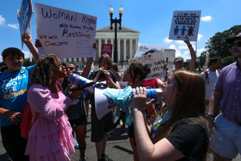 Pro-life-abortion and abortion rights demonstrators gather to protest in Washington D.C.