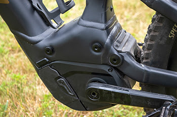 A motor compartment is shown on a Class-1 e-bike.