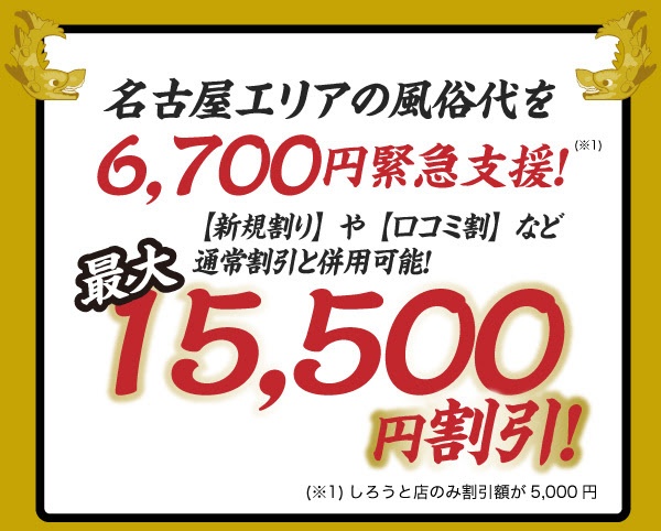 名古屋エリアの風俗代を6,700円緊急支援！