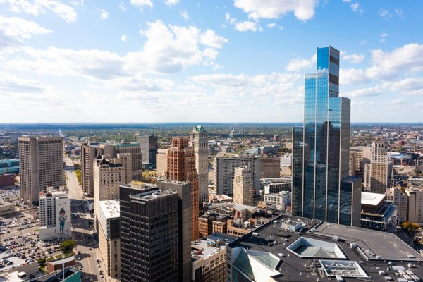 Detroit aerial cityscape