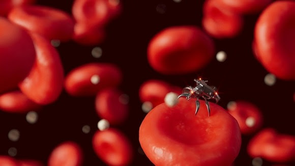 Nanobot on blood cell
