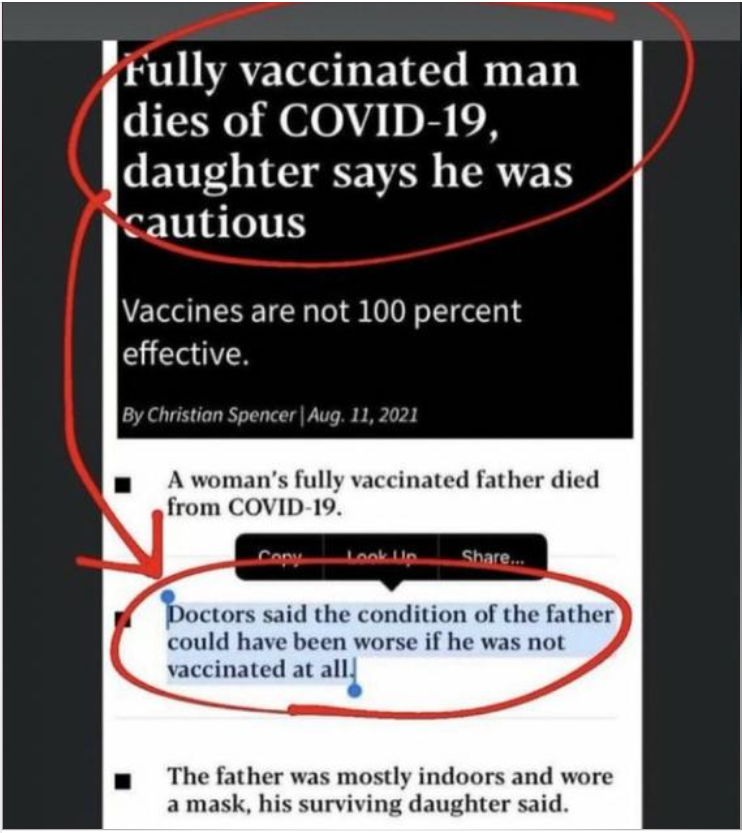 Man dies of Covid and doctors say if he was not vaccinated it could have been worse.