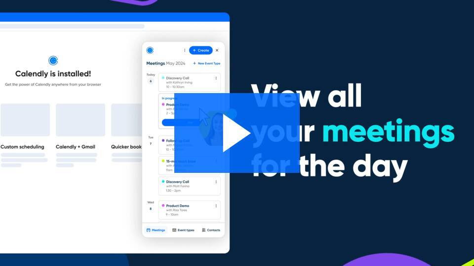 Screenshot of our Calendly browser extension video.