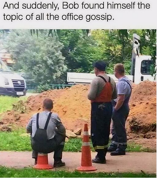 Meme showing a weird picture of a guy seated on a traffic cone.