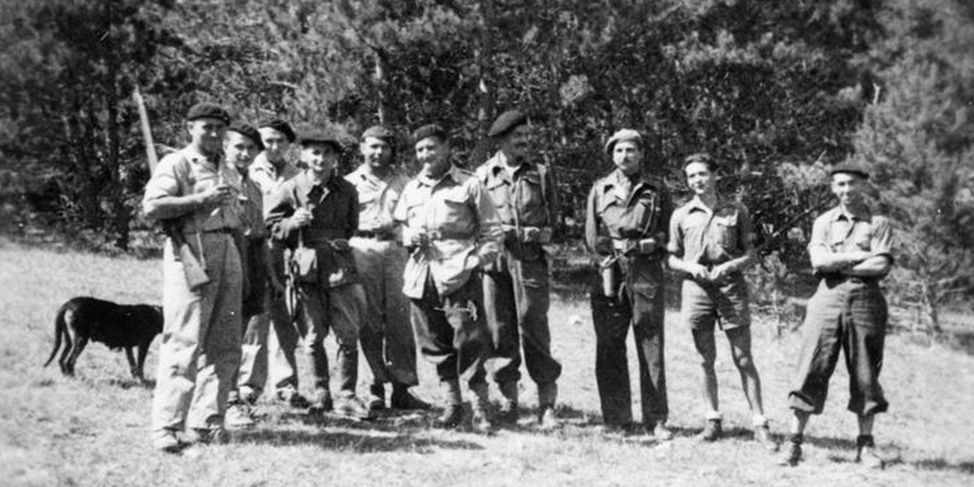 SOE agents with a Maquis group, France, August 1944