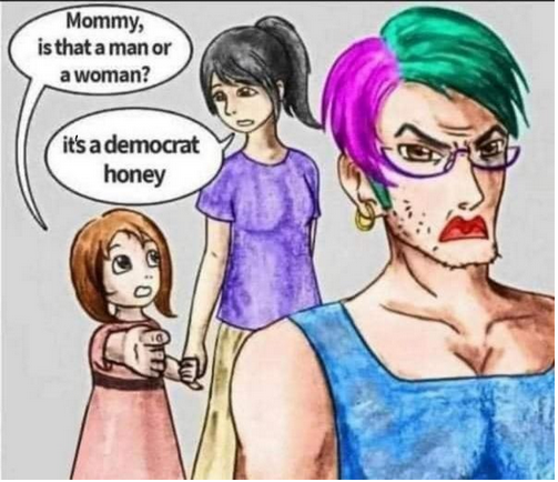 Cartoon mocking trans as Democrats.