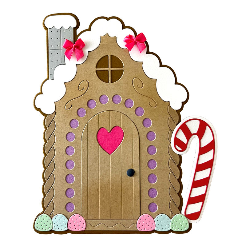 Image of 5x7 Gingerbread House Shaped Card Fold-it Die Set