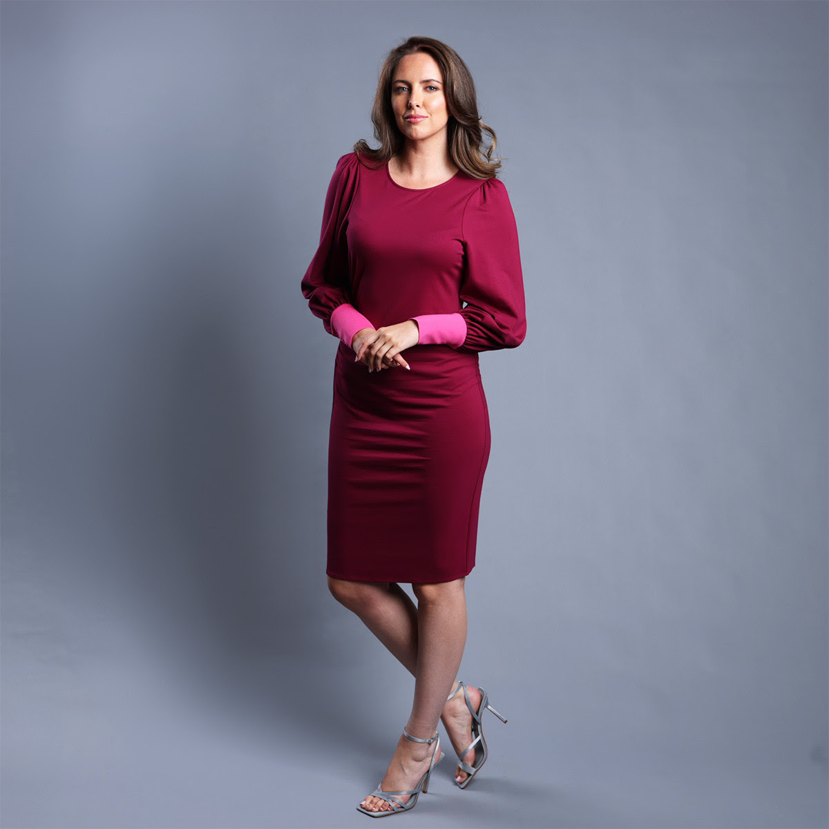 Image of Celestial Jersey Day Dress Burgundy