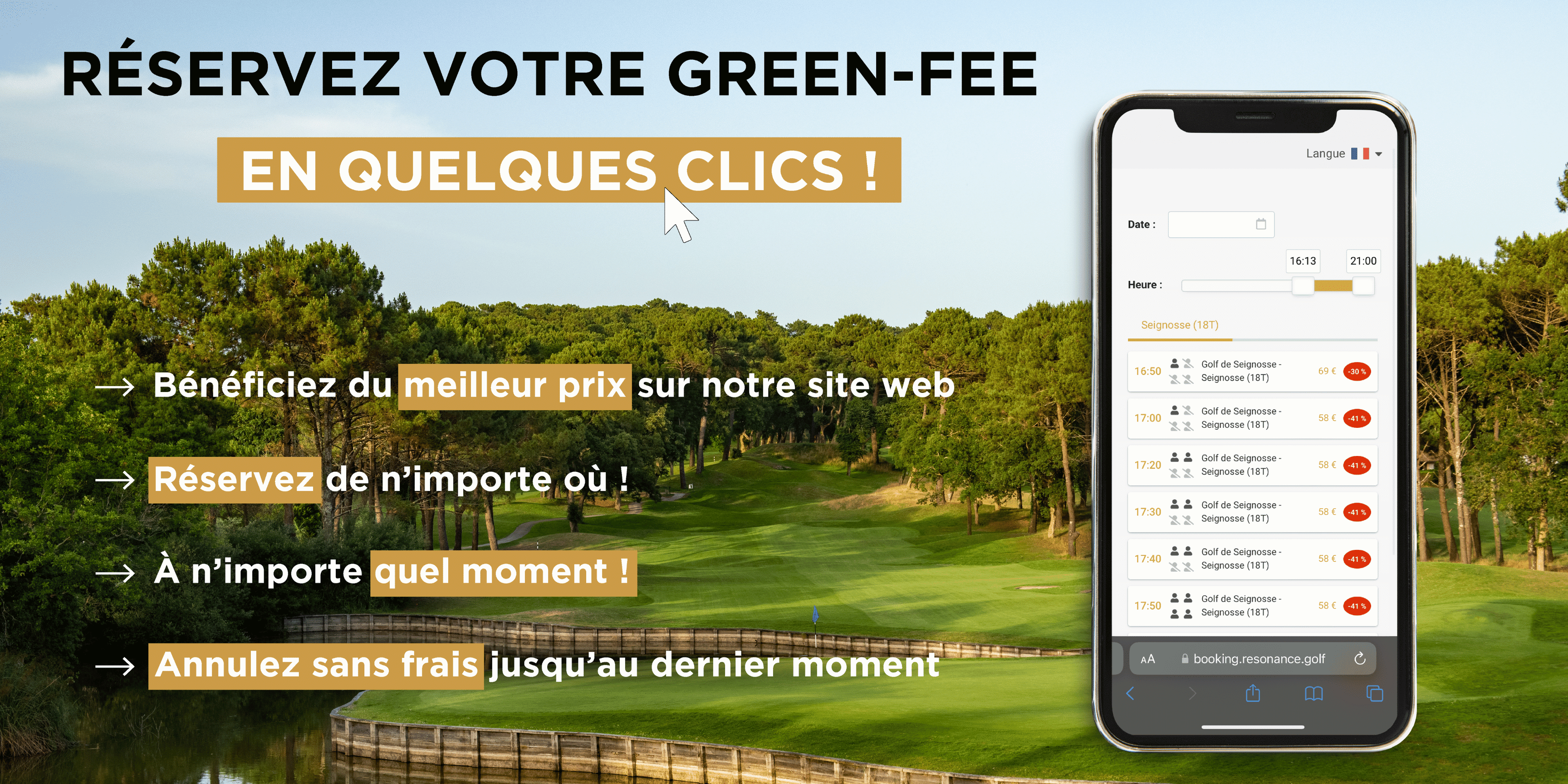 Réservez votre green-fee en ligne