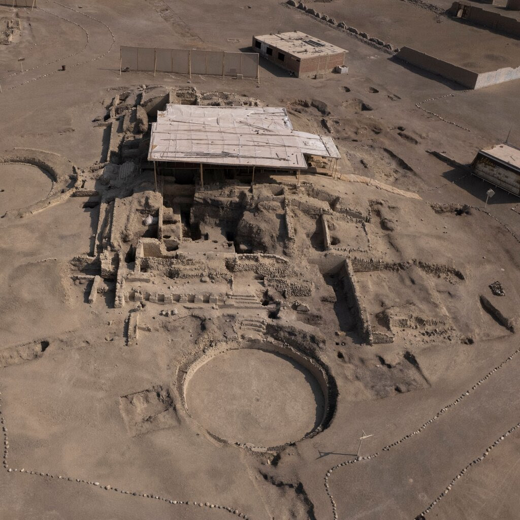 An archaeological excavation site of ruins of an ancient city.