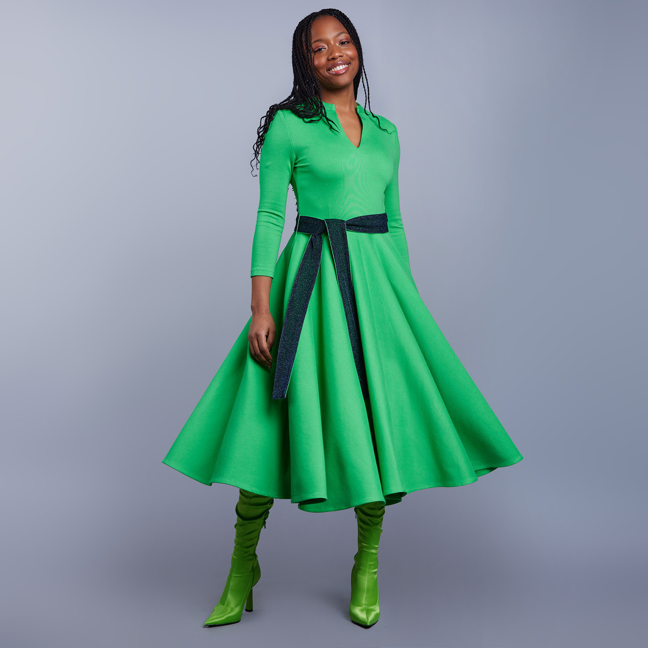 Image of Full Moon Fit & Flare Dress Poison Green