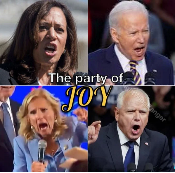 Meme showing the party of Joy is a party that shouts a lot.