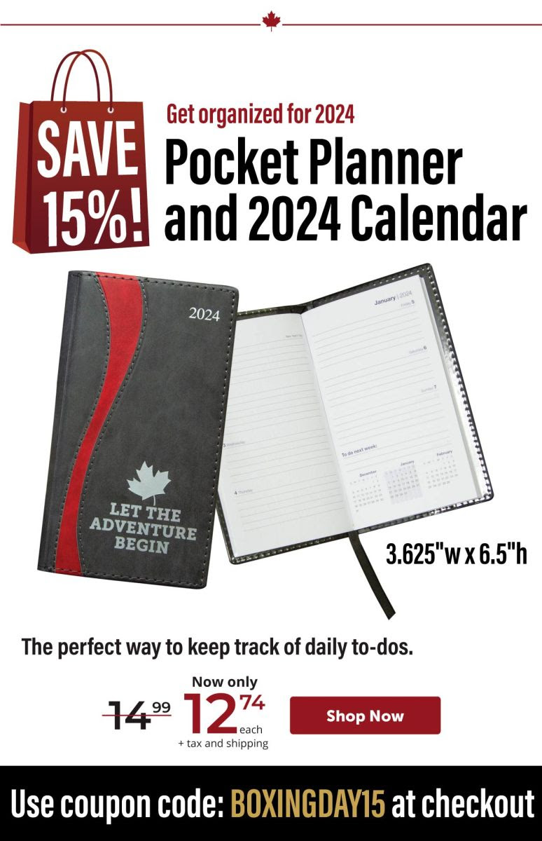 SAVE 15%! Get organized for 2024 Pocket Planner and 2024 Calendar