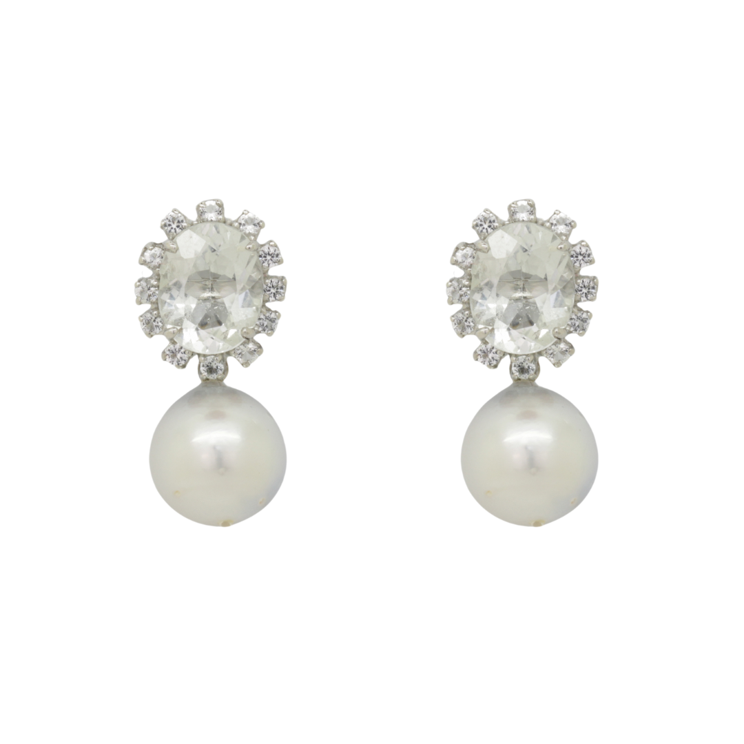 Image of White Topaz and Pearl Earrings