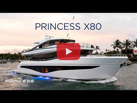 Watch the tour of the Princess X80 at Dusseldorf Boat Show