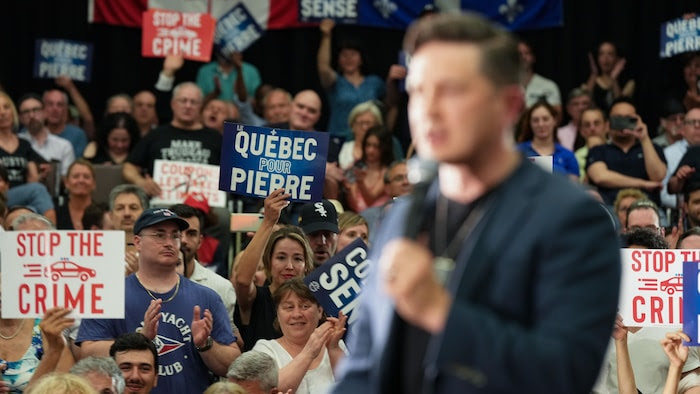 Pierre Poilievre at a partisan rally.