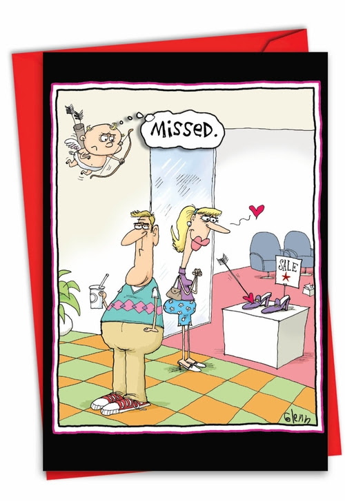 Humorous Valentine's Day Paper Greeting Card by Glenn McCoy from NobleWorksCards.com - Missed