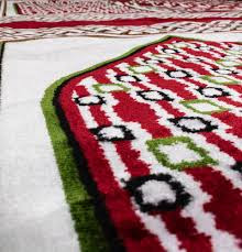 Long Row 8 Person Masjid Islamic Prayer Rug - Geometric Red