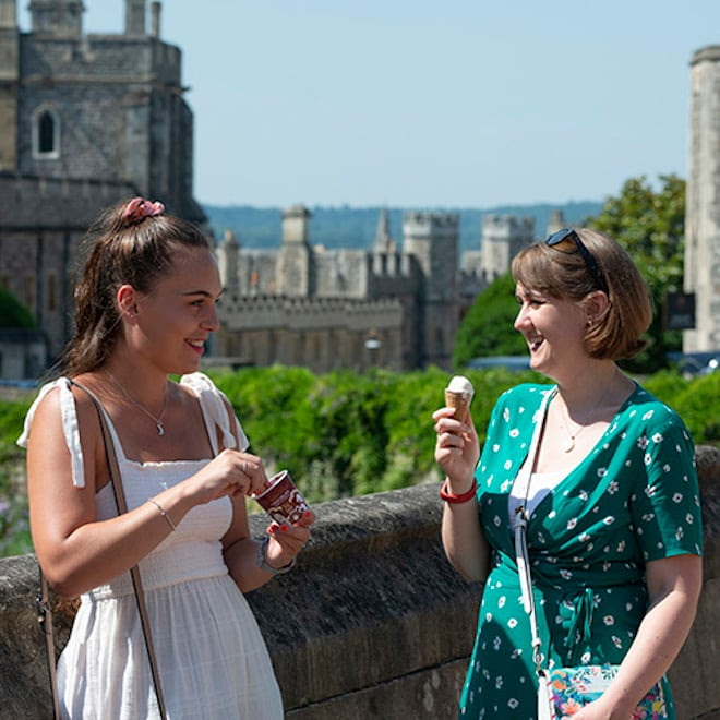 Visitors enjoying an ice cream at Windsor Castle