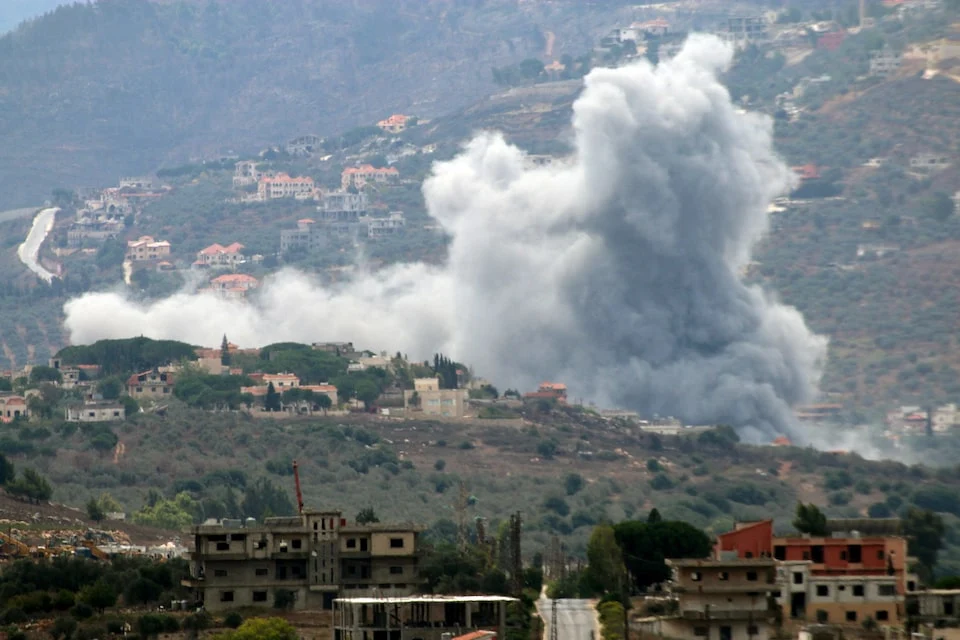 Smoke rises from the southern Lebanese village of Kfar Kila.