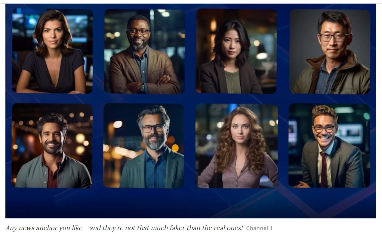Channel 1 launches AI news anchors with superhuman abilities