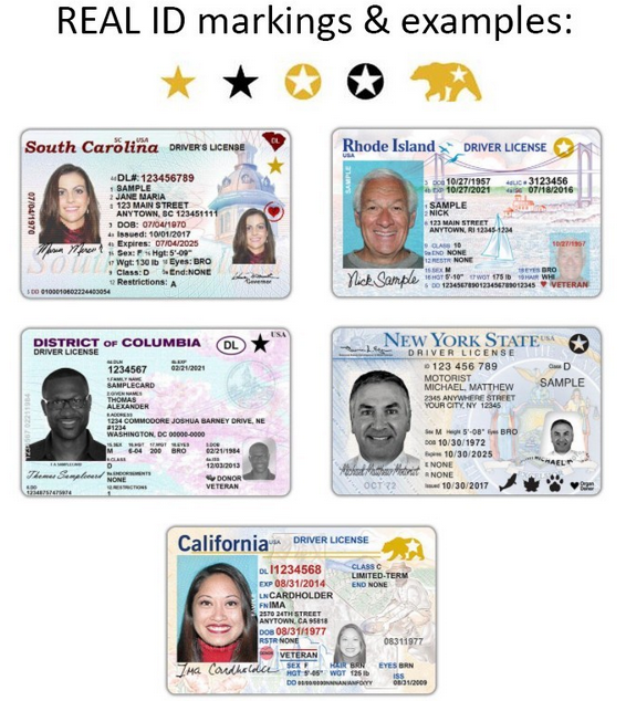 Examples of Real ID licenses.