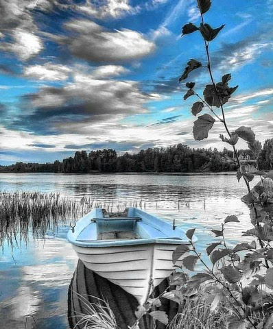 Boat-black-white-blue
