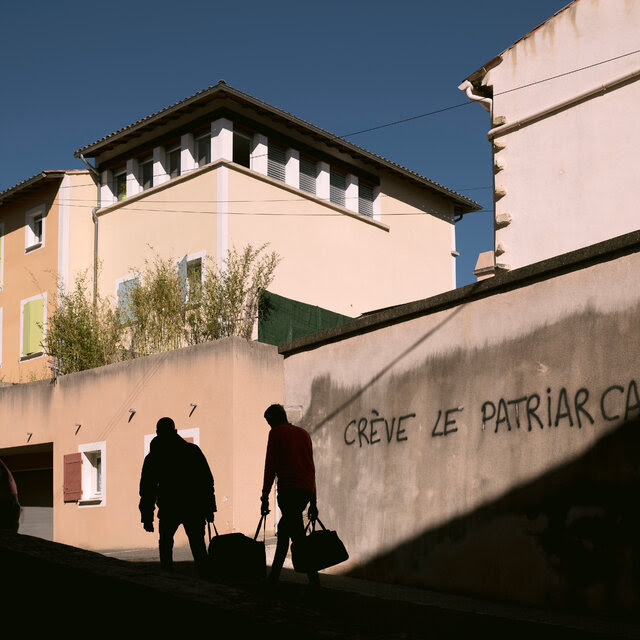 A wall with graffiti saying “Death to patriarchy.” 