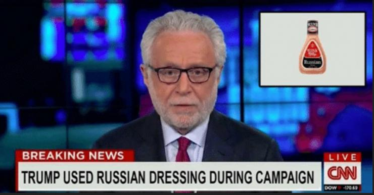 CNN headline saying Trump used Russian Dressing on salad.