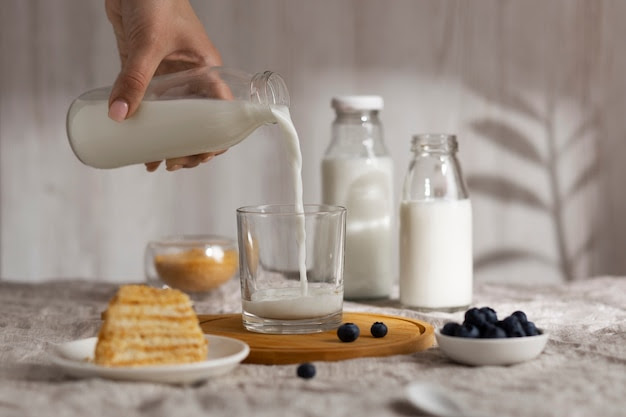 Classic glass bottle of milk